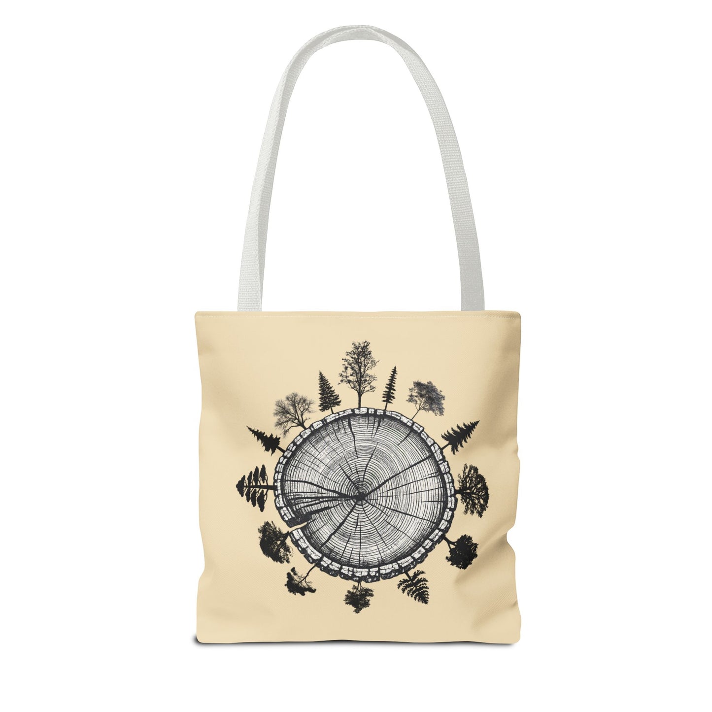 LSP US CO Tote Bag — "Plant Local. Plant Native." Eco-Friendly Canvas Tote with Tree Ring Nature Graphic