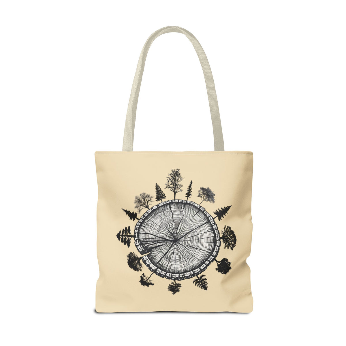 LSP US CO Tote Bag — "Plant Local. Plant Native." Eco-Friendly Canvas Tote with Tree Ring Nature Graphic