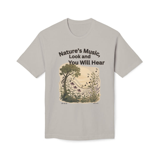 Nature's Music T-Shirt — "Nature's Music, Look and You Will Hear" Vintage Botanical Bayside Tee