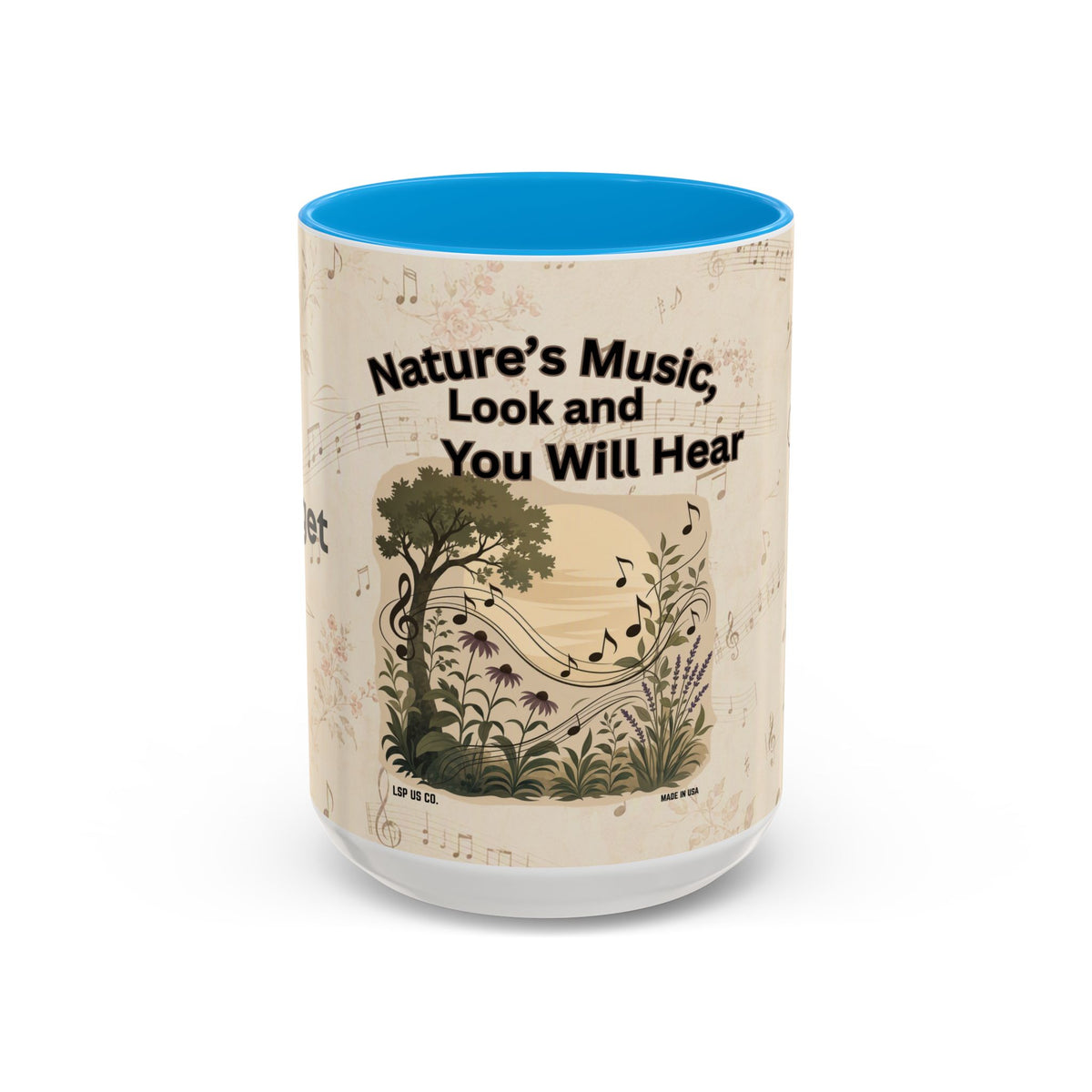 Bridget - Nature’s Music Floral Note Mug — Natures Music, Look and You Will Hear 15oz