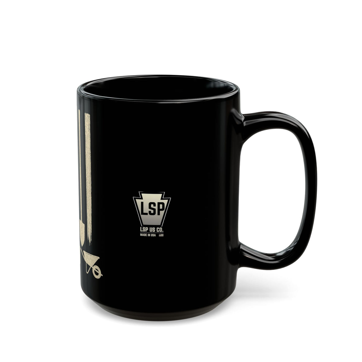 LSP US CO Gardening American Flag Mug — Vintage Tools Patriotic Coffee Cup 15oz Black