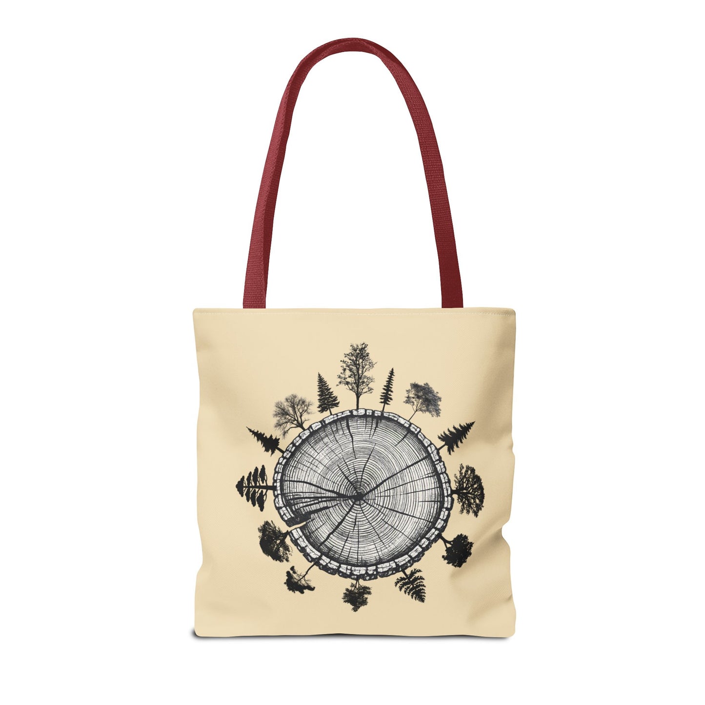 LSP US CO Tote Bag — "Plant Local. Plant Native." Eco-Friendly Canvas Tote with Tree Ring Nature Graphic