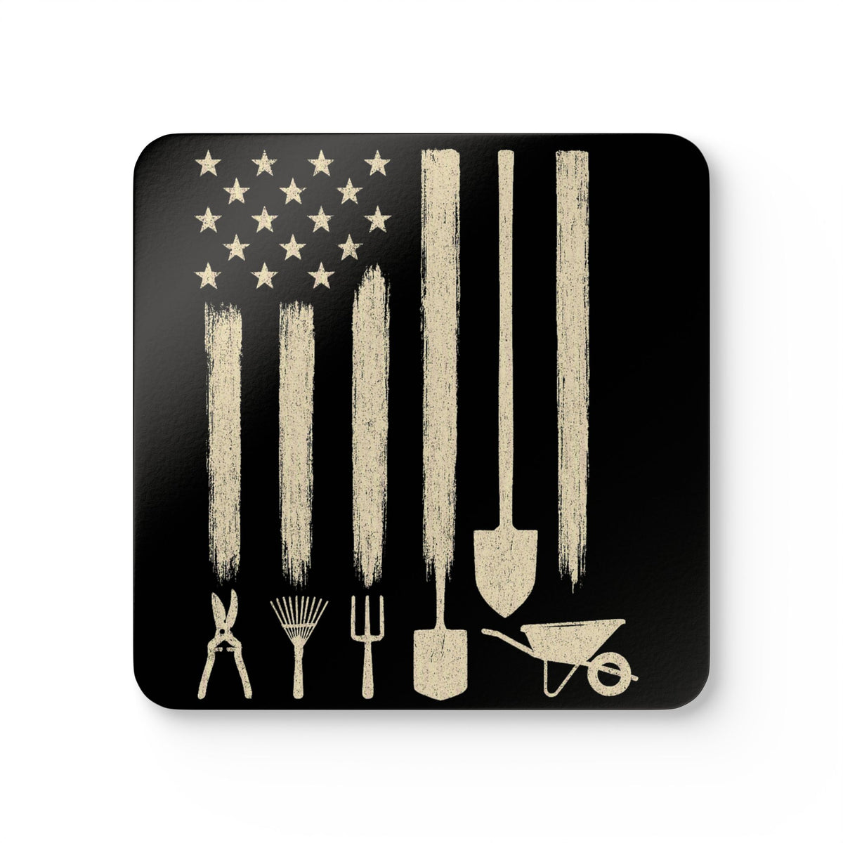 Garden Tools American Flag 4" Coasters - Set of 4