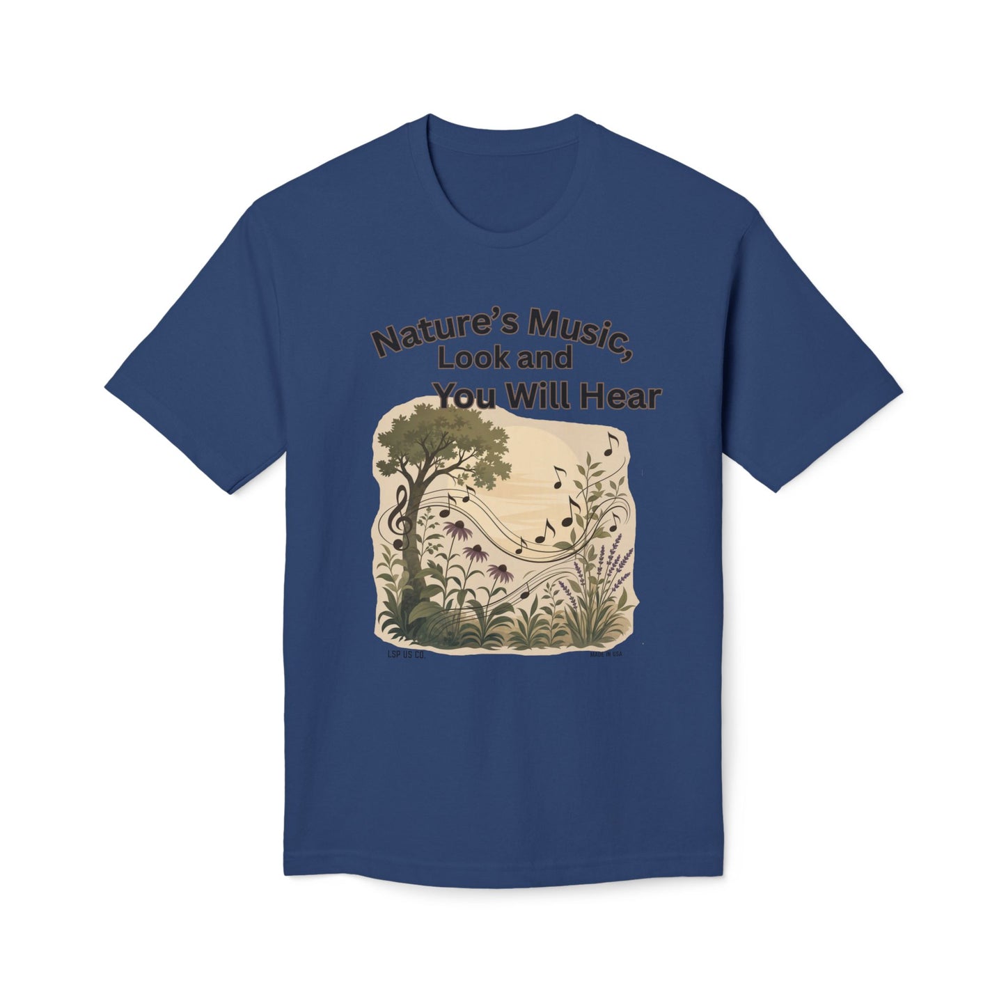 Nature's Music T-Shirt — "Nature's Music, Look and You Will Hear" Vintage Botanical Bayside Tee